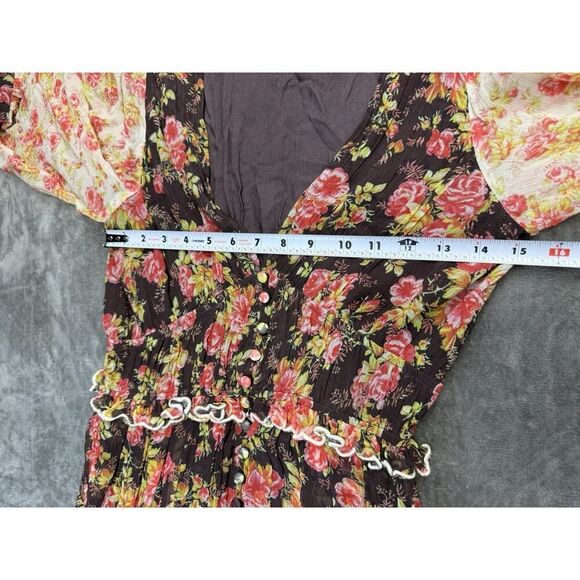 Hemant & Nandita Boho Floral Maxi Dress Peasant Sleeves Romantic S - Picture 8 of 12